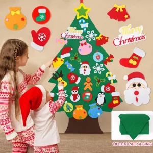 FELT CHRISTMAS TREE – Vildist puu koos kaunistustega 03